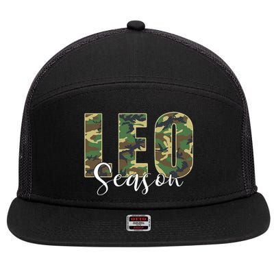 Leo Season Zodiac Birthday Camo 7 Panel Mesh Trucker Snapback Hat