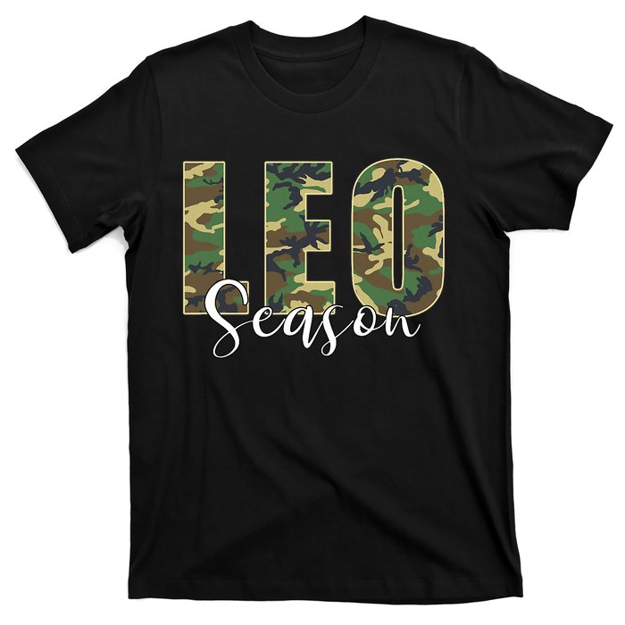 Leo Season Zodiac Birthday Camo T-Shirt