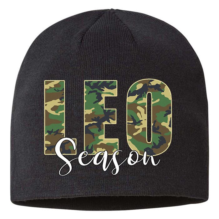 Leo Season Zodiac Birthday Camo Sustainable Beanie