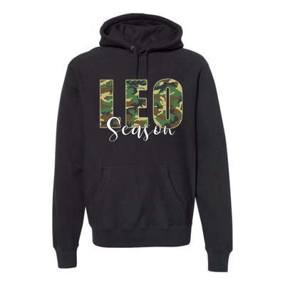 Leo Season Zodiac Birthday Camo Premium Hoodie