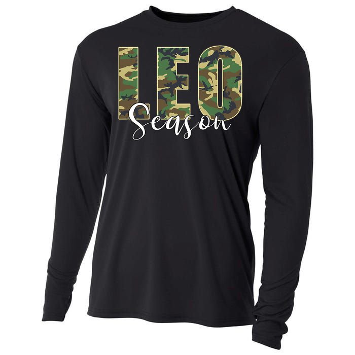 Leo Season Zodiac Birthday Camo Cooling Performance Long Sleeve Crew