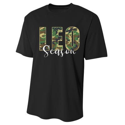 Leo Season Zodiac Birthday Camo Performance Sprint T-Shirt