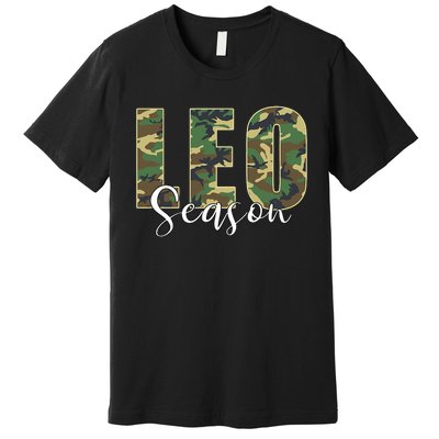 Leo Season Zodiac Birthday Camo Premium T-Shirt