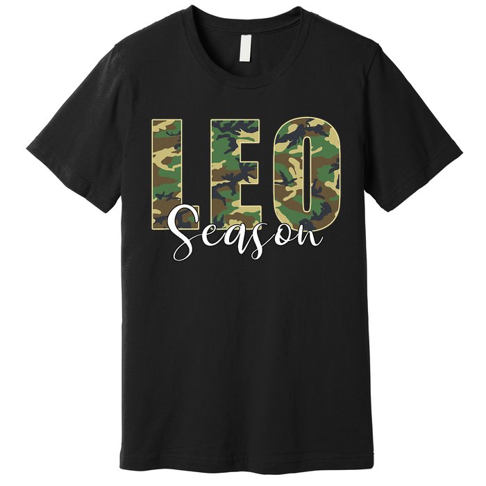 Leo Season Zodiac Birthday Camo Premium T-Shirt