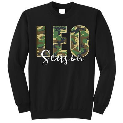 Leo Season Zodiac Birthday Camo Tall Sweatshirt