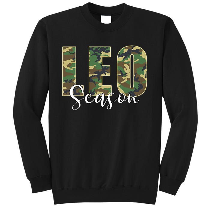 Leo Season Zodiac Birthday Camo Tall Sweatshirt