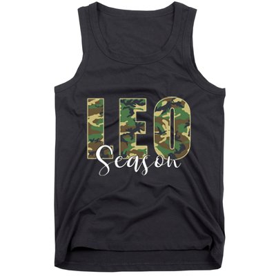 Leo Season Zodiac Birthday Camo Tank Top