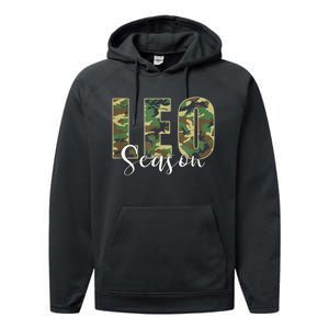 Leo Season Zodiac Birthday Camo Performance Fleece Hoodie