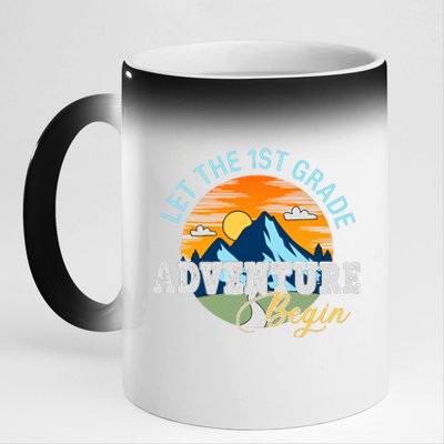 Let The 1st Grade Adventure Begin 1st Grade Back To School 1st Grade Teacher 11oz Black Color Changing Mug