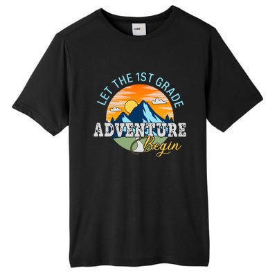 Let The 1st Grade Adventure Begin 1st Grade Back To School 1st Grade Teacher Tall Fusion ChromaSoft Performance T-Shirt