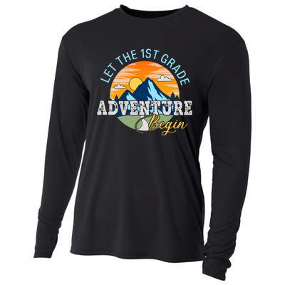 Let The 1st Grade Adventure Begin 1st Grade Back To School 1st Grade Teacher Cooling Performance Long Sleeve Crew