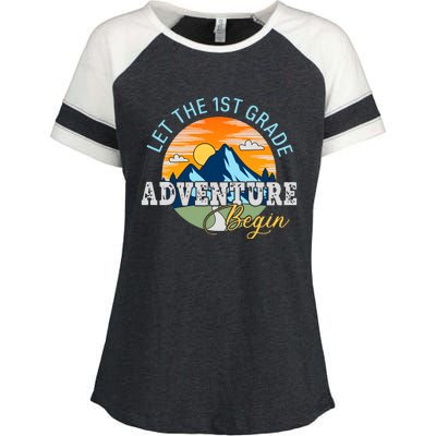 Let The 1st Grade Adventure Begin 1st Grade Back To School 1st Grade Teacher Enza Ladies Jersey Colorblock Tee