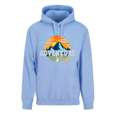 Let The 1st Grade Adventure Begin 1st Grade Back To School 1st Grade Teacher Unisex Surf Hoodie