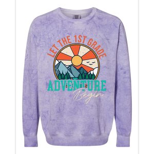 Let's The 1st Grade Adventure Begin Funny Back To School Colorblast Crewneck Sweatshirt