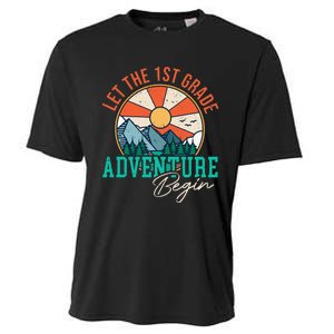 Let's The 1st Grade Adventure Begin Funny Back To School Cooling Performance Crew T-Shirt