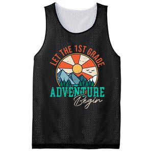 Let's The 1st Grade Adventure Begin Funny Back To School Mesh Reversible Basketball Jersey Tank