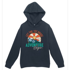 Let's The 1st Grade Adventure Begin Funny Back To School Urban Pullover Hoodie