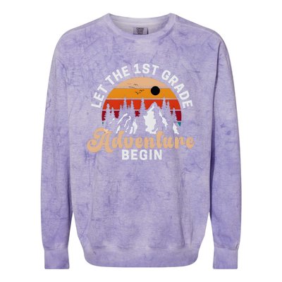 Let The 1st Grade Adventure Begin Vintage Colorblast Crewneck Sweatshirt