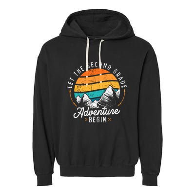 Lets The 2nd Grade Adventure Begin Funny Back To School Garment-Dyed Fleece Hoodie