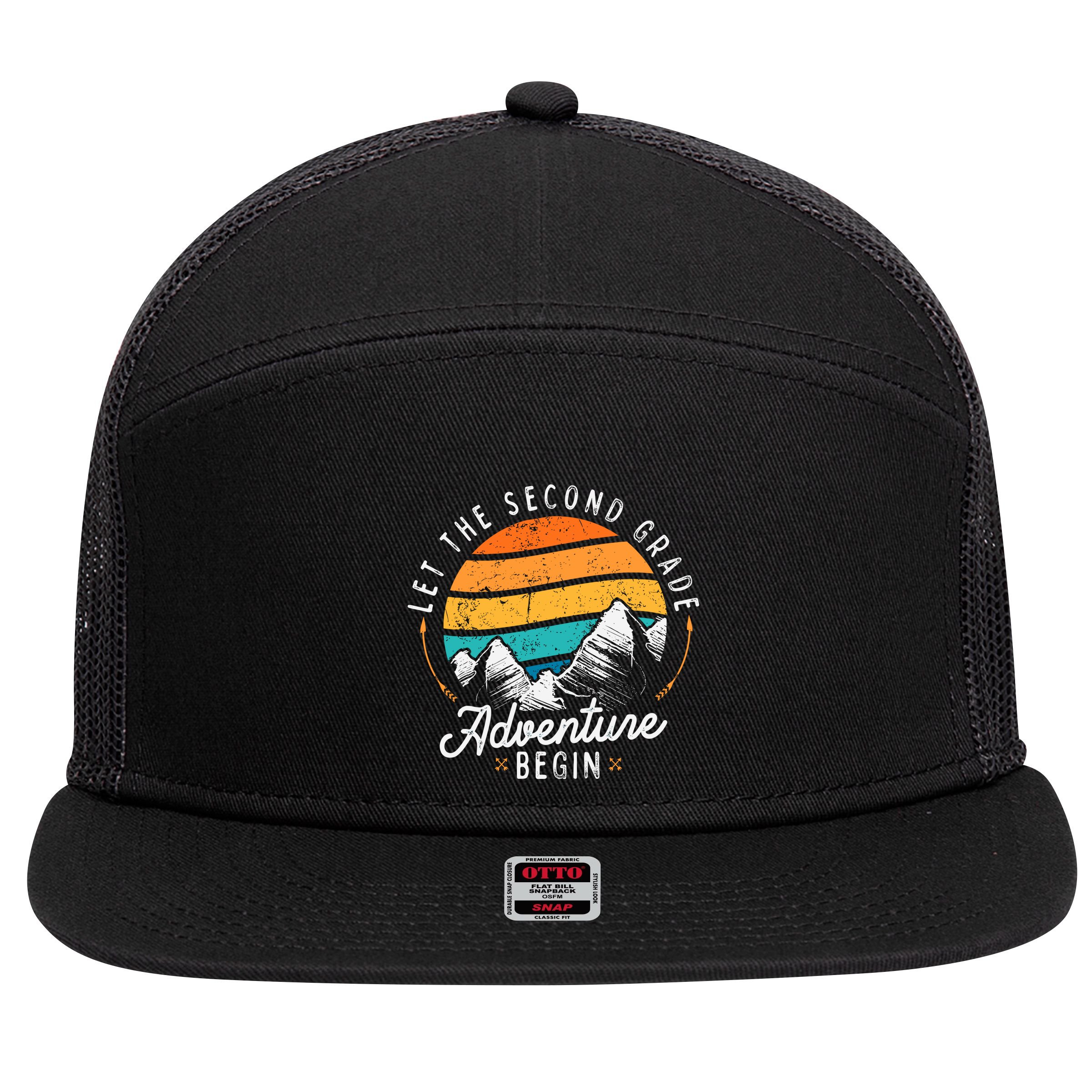 Lets The 2nd Grade Adventure Begin Funny Back To School 7 Panel Mesh Trucker Snapback Hat