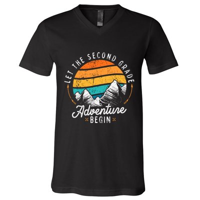 Lets The 2nd Grade Adventure Begin Funny Back To School V-Neck T-Shirt