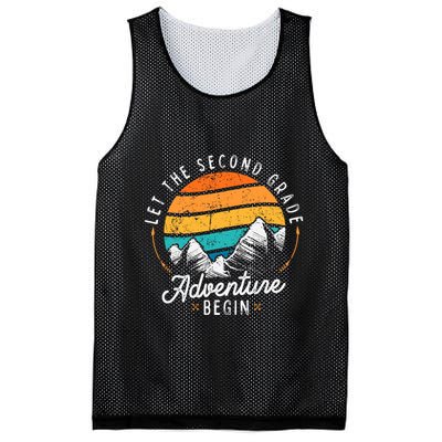 Lets The 2nd Grade Adventure Begin Funny Back To School Mesh Reversible Basketball Jersey Tank