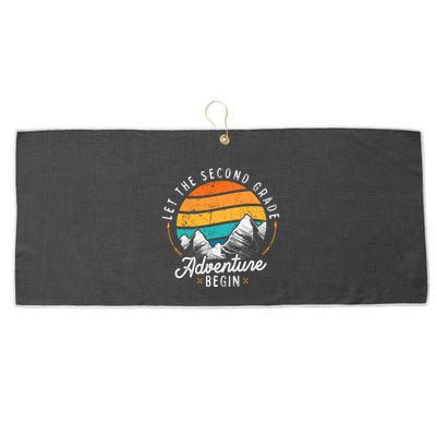 Lets The 2nd Grade Adventure Begin Funny Back To School Large Microfiber Waffle Golf Towel