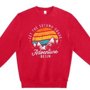 Lets The 2nd Grade Adventure Begin Funny Back To School Premium Crewneck Sweatshirt