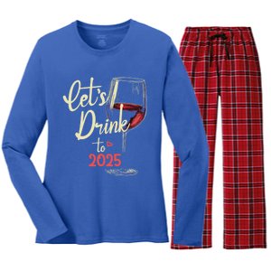 LetS To 2025 Happy New Year Party New Years Eve Cute Gift Women's Long Sleeve Flannel Pajama Set 