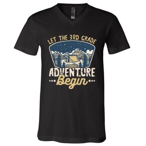 Let The 3rd Grade Adventure Begin Teacher Back To School V-Neck T-Shirt