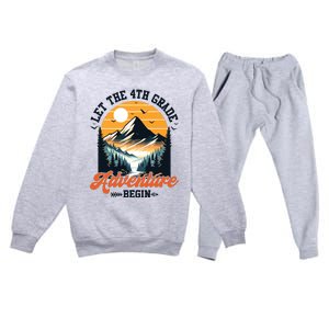 Let The 4th Grade Adventure Begin Back To School Teacher Premium Crewneck Sweatsuit Set