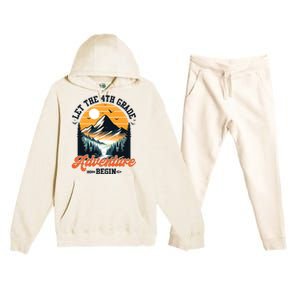 Let The 4th Grade Adventure Begin Back To School Teacher Premium Hooded Sweatsuit Set