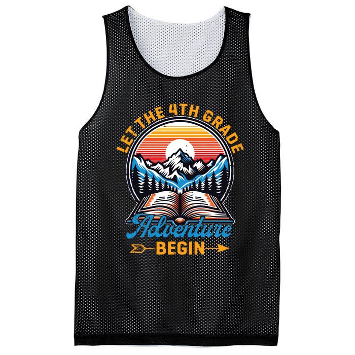 Let The 4th Grade Adventure Begin Teacher Back To School Mesh Reversible Basketball Jersey Tank