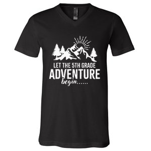 Let The 5th Grade Adventure Begin Back To School V-Neck T-Shirt