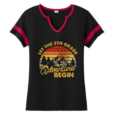 Let the 5th Grade Adventure Begin Fifth Grade Teacher Ladies Halftime Notch Neck Tee