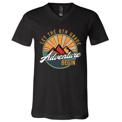 Let The 6th Grade Adventure Begin Sixth Grade Back To School V-Neck T-Shirt