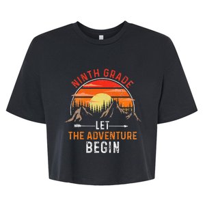 Let The 9th Grade Adventure Begin Ninth Grade Teacher Retro Bella+Canvas Jersey Crop Tee