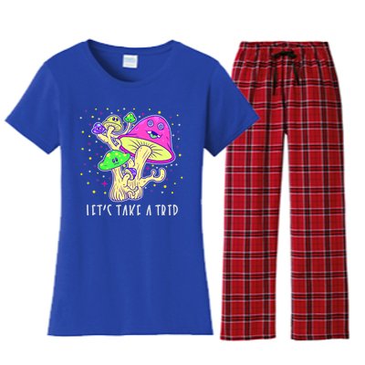 Lets Take A Trip Magic Mushroom Hallucinogen Gift Women's Flannel Pajama Set