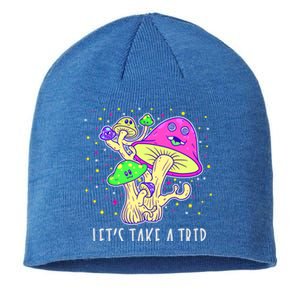 Lets Take A Trip Magic Mushroom Hallucinogen Gift Sustainable Beanie