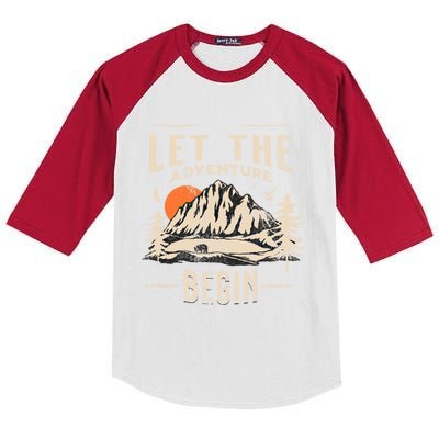 Let The Adventure Begin Trekking Hiking Vacay Vibes Gift Kids Colorblock Raglan Jersey