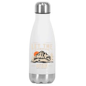 Let The Adventure Begin Trekking Hiking Vacay Vibes Gift Stainless Steel Insulated Water Bottle