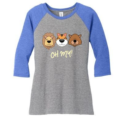 Lion Tiger And Bear Oh My Fun Jungle Zoo Animal Lover Gift Women's Tri-Blend 3/4-Sleeve Raglan Shirt