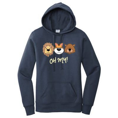 Lion Tiger And Bear Oh My Fun Jungle Zoo Animal Lover Gift Women's Pullover Hoodie