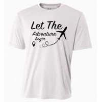 Let The Adventure Begin Airplane Travel Traveling Cooling Performance Crew T-Shirt