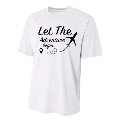 Let The Adventure Begin Airplane Travel Traveling Performance Sprint T-Shirt