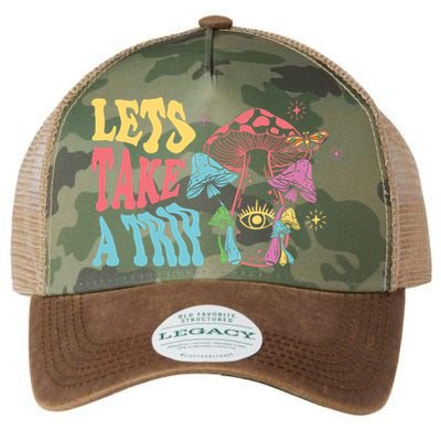 Lets Take A Trip Mushroom Colorful Legacy Tie Dye Trucker Hat