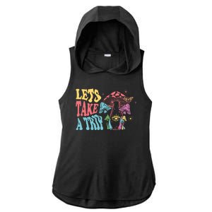 Lets Take A Trip Mushroom Colorful Ladies PosiCharge Tri-Blend Wicking Draft Hoodie Tank