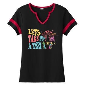 Lets Take A Trip Mushroom Colorful Ladies Halftime Notch Neck Tee