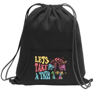 Lets Take A Trip Mushroom Colorful Sweatshirt Cinch Pack Bag