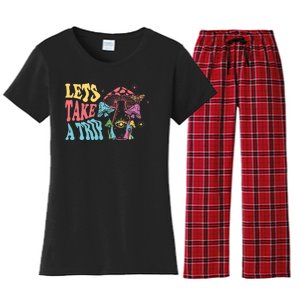 Lets Take A Trip Mushroom Colorful Women's Flannel Pajama Set